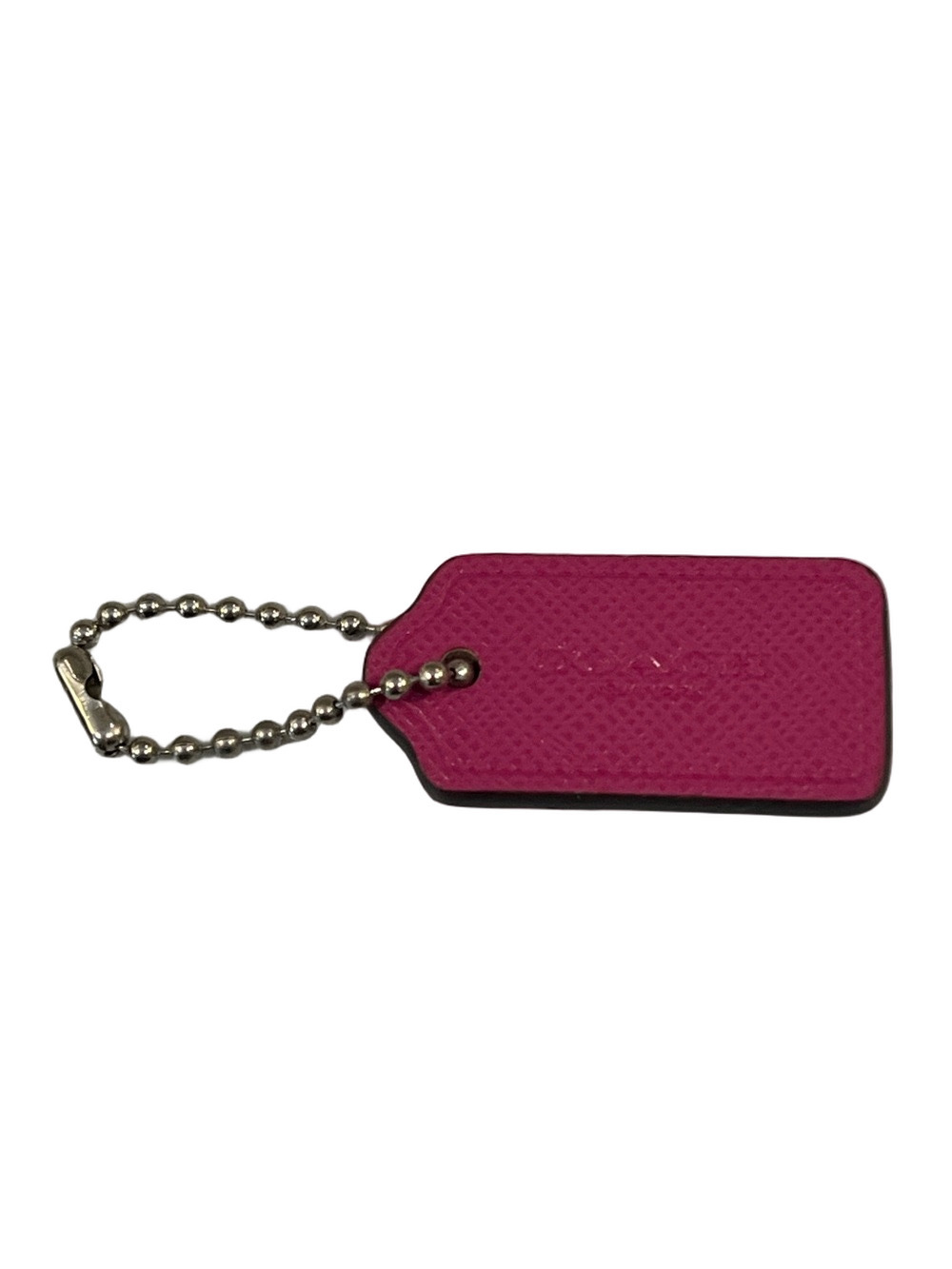 Coach Hot Pink Leather Mini Hang Tag with Silver Ball Chain